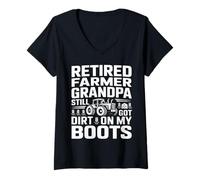 Women's Retired Farmer Grandpa Still Got Dirt On My Boots V-Neck T-Shirt