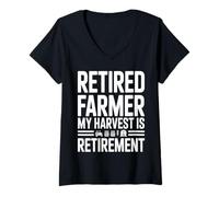 Women's Retired Farmer My Harvest is Retirement Tractor V-Neck T-Shirt