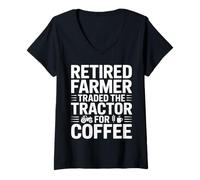 Women's Retired Farmer Traded The Tractor for Coffee V-Neck T-Shirt