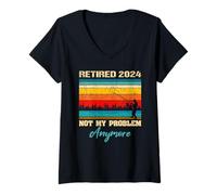 Women's Retired Fishermen Not My Problem Anymore Fishing Retirement V-Neck T-Shirt