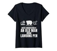Women's Retired Flock Pasture Spring Wool Sheep Farming V-Neck T-Shirt