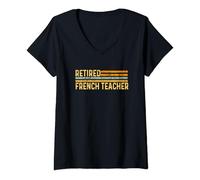 Womens Retired French Teacher Distressed Retirement Retire V-Neck T-Shirt