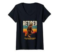 Women's Retired Gone Into The Woods Not Coming Back V-Neck T-Shirt