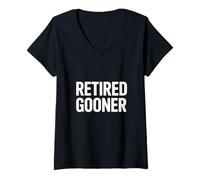 Womens Retired Gooner, Funny Gen Z Brain Rot Meme Social Media V-Neck T-Shirt