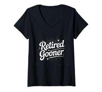 Womens Retired Gooner, Funny Gen Z Brain Rot Meme Social Media V-Neck T-Shirt