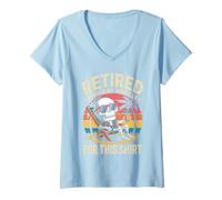 Womens Retired I Worked My Whole Life for This Shirt Funny Skeleton V-Neck T-Shirt