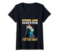 Womens Retired Land Surveyor I Worked My Whole Life V-Neck T-Shirt