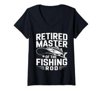 Women's Retired Master of The Fishing Rod Angler Retirement V-Neck T-Shirt