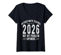 Women's Retired Math Teacher Retirement Class of 2026 Teacher's Day V-Neck T-Shirt