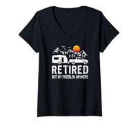 Women's Retired Not My Problem Anymore Camper Retirement RV Camping V-Neck T-Shirt