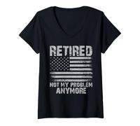 Women's Retired Not My Problem Anymore USA Flag V-Neck T-Shirt