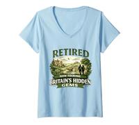 Women's Retired Now Touring Britain's Hidden Gems Retirement V-Neck T-Shirt