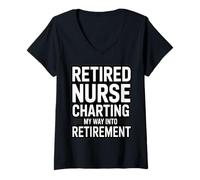 Women's Retired Nurse Charting My Way Into Retirement Fun V-Neck T-Shirt