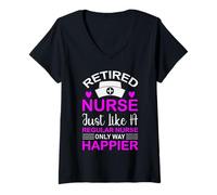 Womens Retired Nurse For Women Funny Nursing 2025 Retirement Women V-Neck T-Shirt