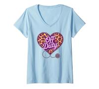 Women's Retired Off Duty Camp Nurse Heart Trip Squad Nursing School V-Neck T-Shirt
