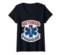 Women's Retired Paramedic Retirement Retiring EMT Medic Veteran EMS V-Neck T-Shirt