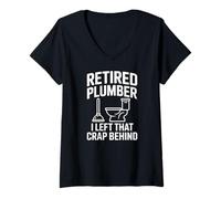 Womens Retired Plumber I Left That Crap Behind V-Neck T-Shirt