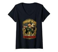 Women's Retired Sergeant Major Veteran NCO Military Retirement V-Neck T-Shirt