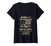 Women's Retired SRO School Resource Officer Snack Watching V-Neck T-Shirt