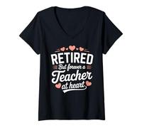 Womens Retired Teacher at Heart Retiree Teacher V-Neck T-Shirt