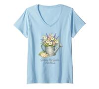 Women's Retired Teacher Growing My Garden Not Minds Retirement V-Neck T-Shirt