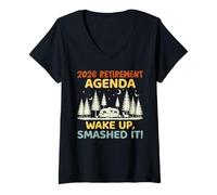 Womens Retiree 2026 Retirement Agenda Wake UP Smashed IT Retirement V-Neck T-Shirt