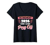 Womens Retiree Retirement 2026 Hard Work Pays Off Retirement V-Neck T-Shirt