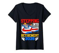 Women's Retiree Stepping INTO Retirement 2026 Funny Retired V-Neck T-Shirt