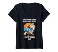 Womens Retirement 2025 Every Sip Tastes Like It's Not My Problem V-Neck T-Shirt