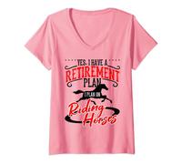 Womens Retirement Party Gift Horse Riding Equestrian Retired Funny V-Neck T-Shirt