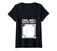 Women's Retiring Officer Final Shift Sign Badge Duty V-Neck T-Shirt