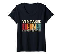 Women's Retro 101 Year Old Vintage 1925 Limited Edition Birthday V-Neck T-Shirt