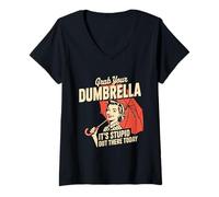 Womens Retro 1950s Dumbrella Design Sarcastic Quote Stupid People V-Neck T-Shirt