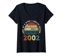 Womens Retro 23 Years Old Vintage November 2002 23rd Birthday Men V-Neck T-Shirt