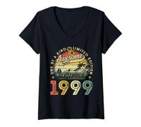 Womens Retro 26 Years Old Vintage September 1999 26th Birthday Men V-Neck T-Shirt