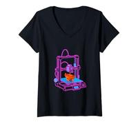 Women's Retro 3D Printer Maker Artwork V-Neck T-Shirt