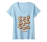 Women's Retro 70s Left It in The Water Matthew 28:19 V-Neck T-Shirt