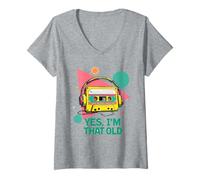 Womens Retro 80s 90s Costume yes I'm That Old V-Neck T-Shirt
