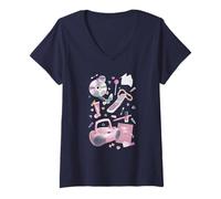Womens Retro 90's Girly Things CDs Collage Y2K Cute Collection V-Neck T-Shirt