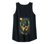 Womens Retro 90s Howling at the Moon Dragon Fantasy Art Tank Top
