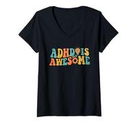 Women's Retro ADHD is Awesome for Men Women Kids V-Neck T-Shirt