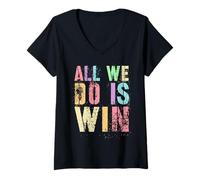 Women's Retro All WE DO is Win Spirit W ame Day Tournament High V-Neck T-Shirt