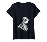 Women's Retro Animal Biker Turtle Motorcycle Rider V-Neck T-Shirt