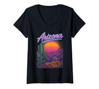 Womens Retro Arizona Desert 90s Tourist Vacation Grand Canyon V-Neck T-Shirt