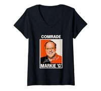 Womens Retro Art Markie G' Jamaica's PNP Comrade for Life Supporter V-Neck T-Shirt