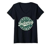 Women's Retro Badge Vintage Introvert Homebody Indoor Human V-Neck T-Shirt