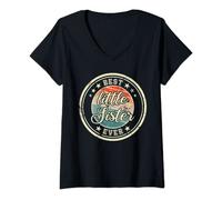 Womens Retro Best Little Sister Ever Little Sister V-Neck T-Shirt