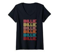 Womens Retro Billie First Name Boy Kids Personalized Girl 70's V-Neck T-Shirt