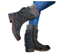 Womens Retro Boots Womens Side Zip Boots Vintage Roman Boot Low Chunky Heel Boot Comfortable Low Heeled Booties Outdoor Short Booties Autumn Leisure Bootie For Holidays Work Dating