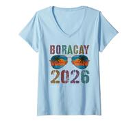 Women's Retro Boracay 2026 Trip Beaching Vacay Matching BFF Mom V-Neck T-Shirt